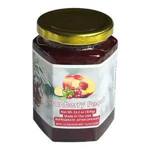 Cranberry and Peach Jam Sweet Flavor - 1lb Container - 15 Serves per Container - Includes Added Sugar - Nutrition Facts Provided - Dip Spreading Sandwich
