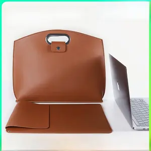Premium PU Leather Laptop Sleeve Bag for 13"/14"/15"/16" MacBook Pro/Air, Huawei MatePad & Tablet, Large Capacity Protective Carrying Case with Handle, Shockproof Padded Cover, Slim Business Briefcase for Women, Compatible with Apple Mac & Huawei Devices