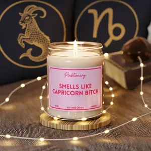 Smells Like Capricorn Bitch Soy Candle -- 9 oz -- Capricorn Birthday Candle, December Birthday, January Birthday, Capricorn Gifts, Woman Birthday Gifts for Her, BFF Birthday, Zodiac Gift Box
