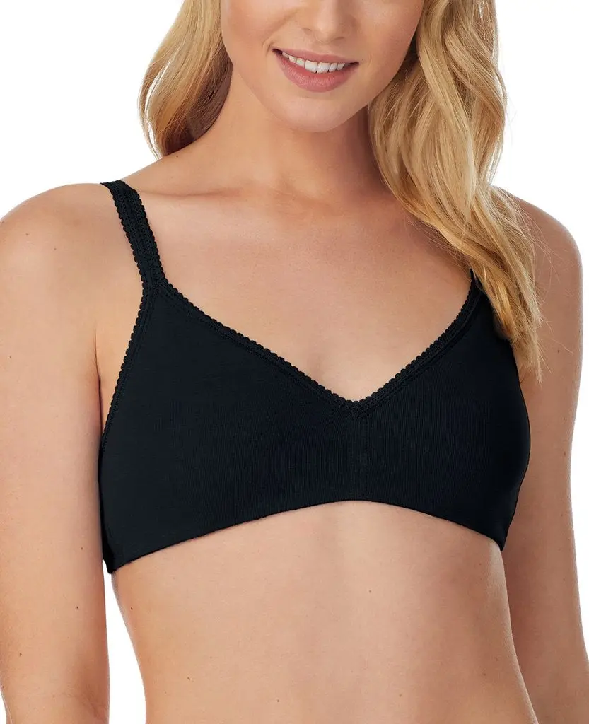 Women's Pima Cotton Bralette - Soft Cup, Wire-Free Design with Adjustable Straps and Delicate Crochet Trim, Thong, Minimalist, Spandex, Basic, Med, Lady, Hand Wash Cold, Cold Wash, Hook And Eye, Essential, Cute Bralettes, Elastane, Comfortable, Bikini
