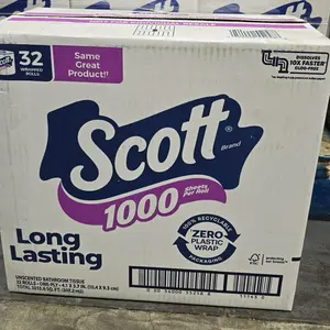 Scott 1000 Toilet Paper, 1-ply, White, 1,000 Sheets/Roll, 32 individually wrapped Rolls per Case Disposable Tissues