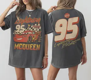 Vintage Lightning McQueen Comfort Colors Shirt, Cars Shirt, Retro Graphic Tee, Family Vacation Trip Shirt 2026