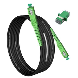 Armored SC/ to SC/ Fiber Optic Internet  3.0mm G657A2, -Proof Crush-Resistant OS1/OS2 Compatible Patch Cord Jumper for FTTH Fiber Internet  and ONT Router Setup (Black, 1 m)