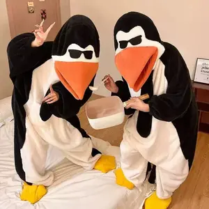 Adult Funny Penguin Blanket Onesie, Soft Flannel Hooded Sweatshirt, Wearable Blanket, Fluffy Blanket, Role Play Costume, Cartoon Design Sleep Bag