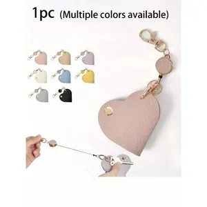 Heart-Shaped Leather Keychain, Adjustable Key Strap, Portable Car Key Holder, PU Leather and Metal Alloy Clip, /, Mother's Day Gift
