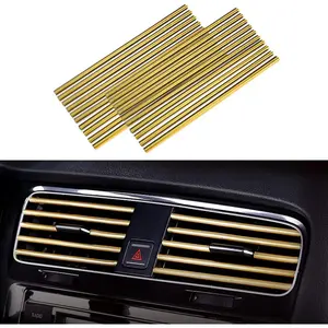 20 Pcs Car Air Conditioner Outlet Decoration Strip, Waterproof Bendable Accessories Protection for Car Air Vent, Compatible with Most Air Vent Type, Car Interior Accessories for Men Women (Gold)