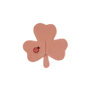 Leather Clover Hair Clip – Pink & Green