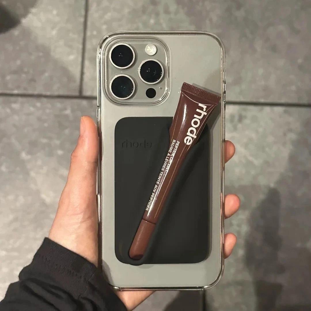 Rhode With Box and Lip Gloss Set Silicone Case for iPhone 17 16 15 14 13 12 11 Pro Max Plus Lipstick Toast Espresso Ribbon Cover