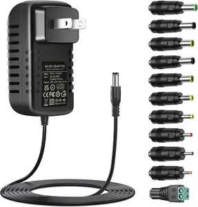 Universal DC15V 3A Power Supply with 11 DC Plug Tips AC120V to DC15Volt 3000mA 2500mA 2000mA 1500mA 1000mA Switching Power Adapter Cord 15v AC Adapter Charger Transformer 5FT
