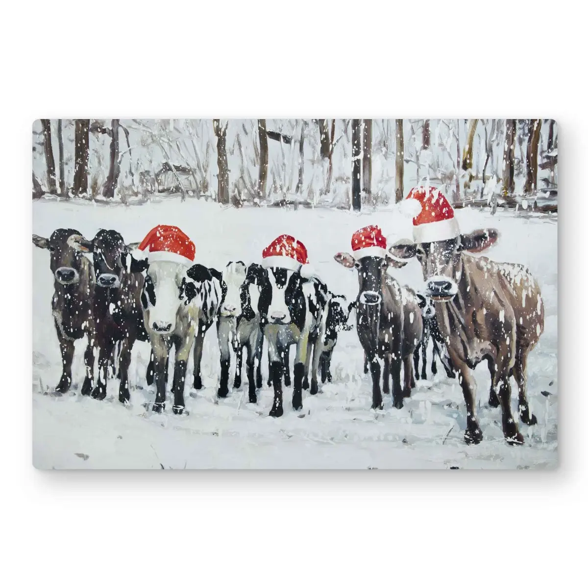 212 MAIN Curious Christmas Cows Unique Artwork - 24x36 in Lightweight Aluminum Print, Decorative Contemporary Art, Animal Wall Art, Hygge Living Room Home Decor, Holiday Gift