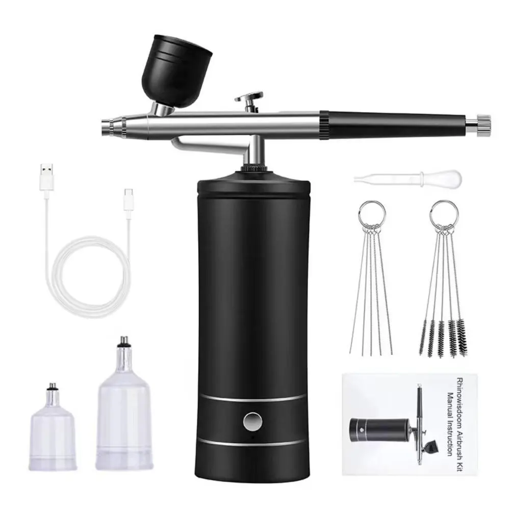 Electric Mini Air Compressor Machine, 1 Set Rechargeable Paint Spraying Tool with Accessories for Nail Art Tattoo Craft Cake, Airbrush Tool for DIY, Power, Handle, Tool Kit, Expert Airbrush Kit