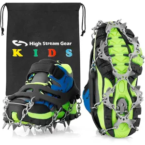 Kids Ice Cleats Snow Crampons for Hiking Boots & Shoes with 14 Stainless Steel Spikes