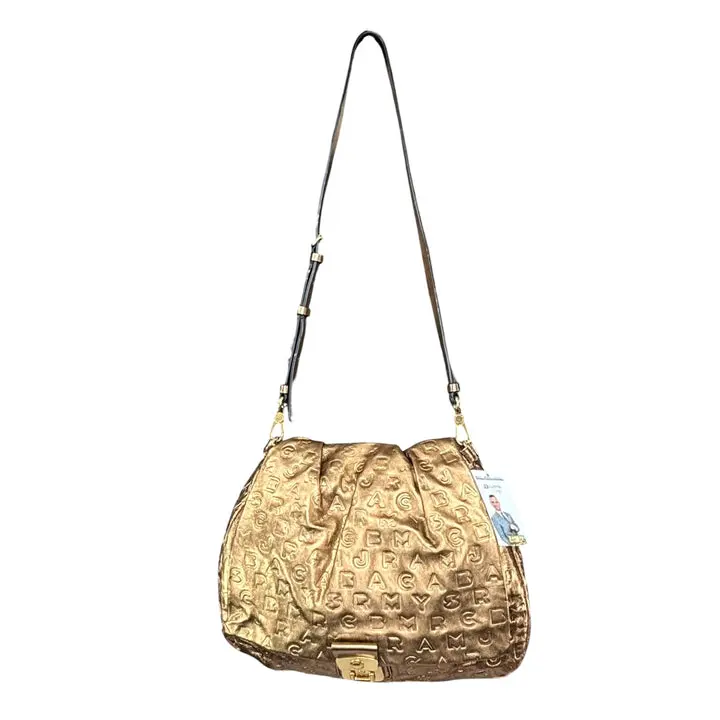 Pre-owned MARC JACOBS Leather Crossbody Bags Marc By XL Golden Metallic Embossed Crossbody