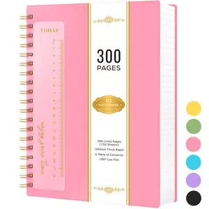 B5 Notebook Journal For Women/ Men, 300 Pages Spiral Notebook With Ruler, 100GSM Thick Paper, No Bleed, PVC Waterproof Cover, Hardcover Lined Notebook For Journaling & Note-Taking, 7.5" X 10.1"