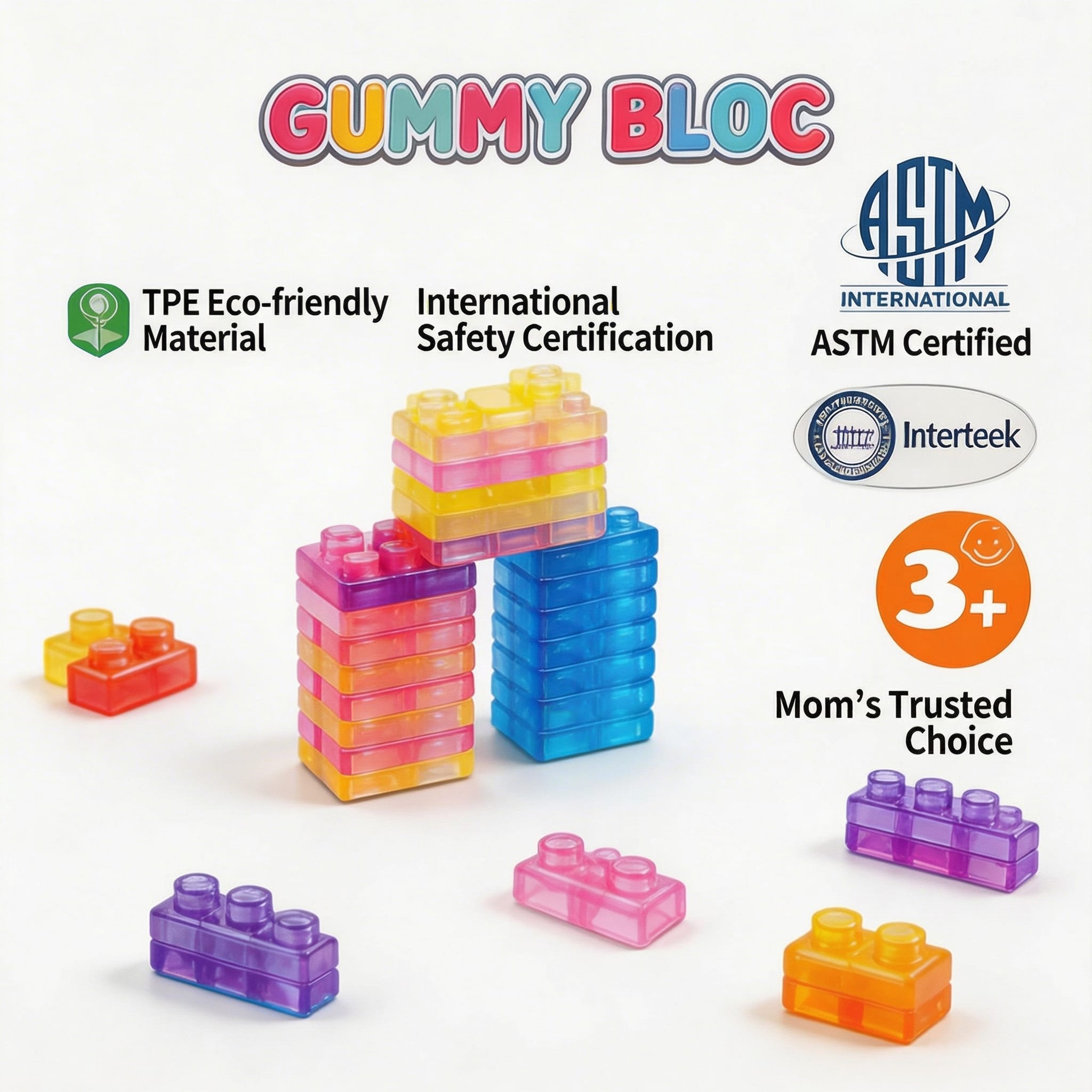 Party Favors Jelly Building Blocks, Sensory Fidget Kids Toys, Assembling Building Blocks, Educational & Transparent Soft Silicone, Flexible, Enhances Hands-On Skills
