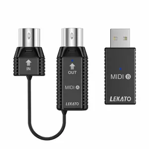 LEKATO Wireless MIDI Adapter, 5 PIN for Synthesizer EWI Keytar Digital Piano Keyboard to MIDI Devices, Mac OS/iOS, Win XP, Bluetooth Midi Adapter with USB Dongle, Ultra Low Latency