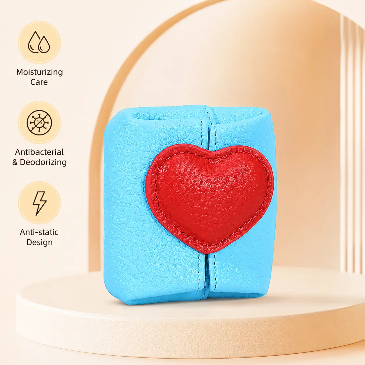 1 Count Pebbled Faux Leather Mini Coin Purse, Heart Decoration Snap Closure Small Wallet for Holding Cards Coins Bills Daily Commute