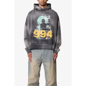 mnml No Room in Hell Printed Hoodie - Washed Black