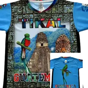 Tikal Playera de Tikal Guatemala Jersey with Geometric Print Design Featuring Text "TIKAL" and "GUATEMALA"