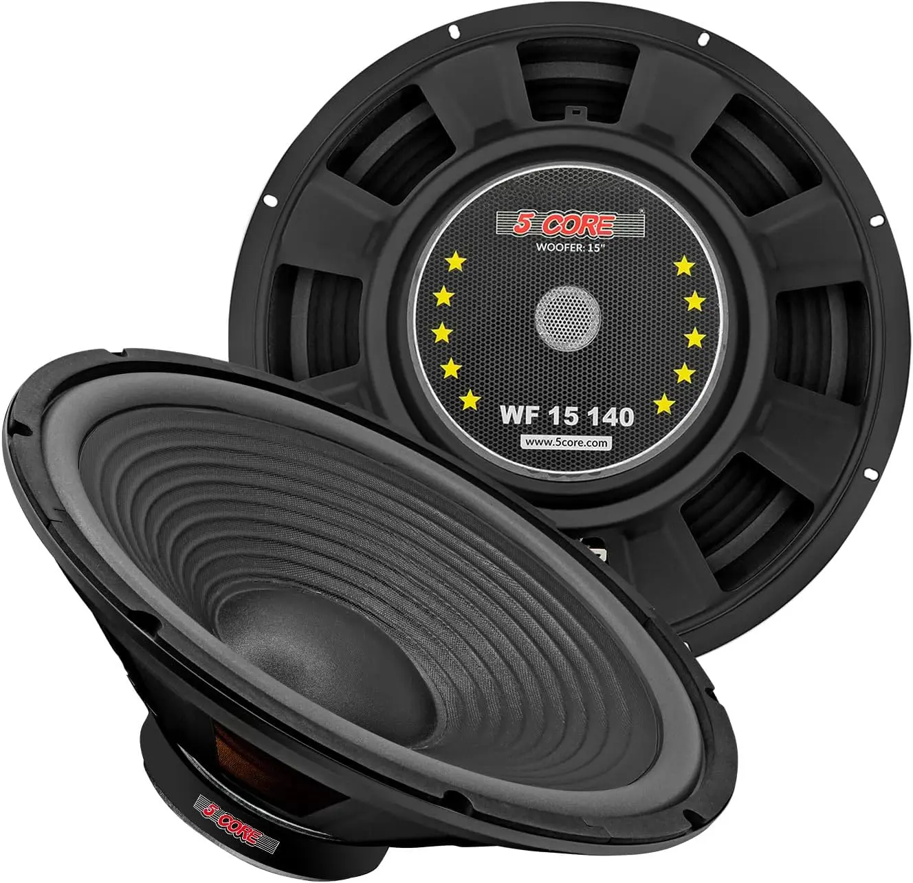 5 CORE 15 in Car Subwoofer Speaker, 450W 4 Ohm Powerful Deep Bass Audio Driver, Replacement for Car Audio & DJ Speaker Systems, f0-3khz Frequency Response, High Heat Handles, Long-Lasting Sound Quality