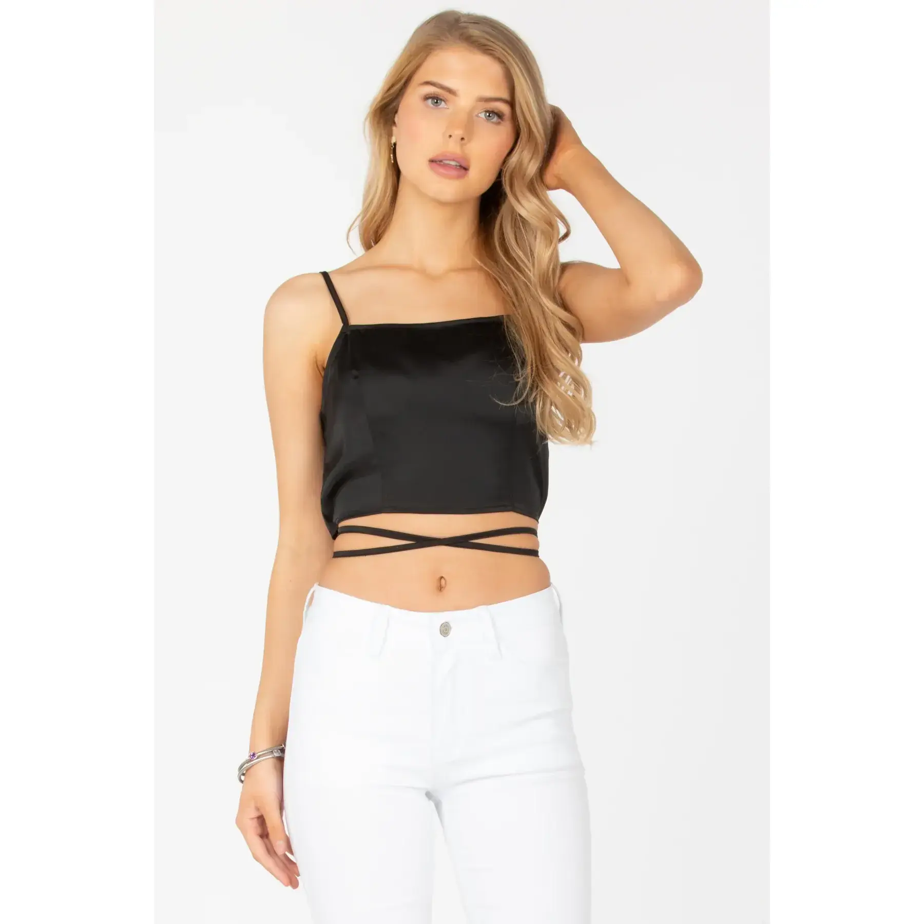BACK ZIP SPAG WRAP CROPPED CAMI -GST2046A