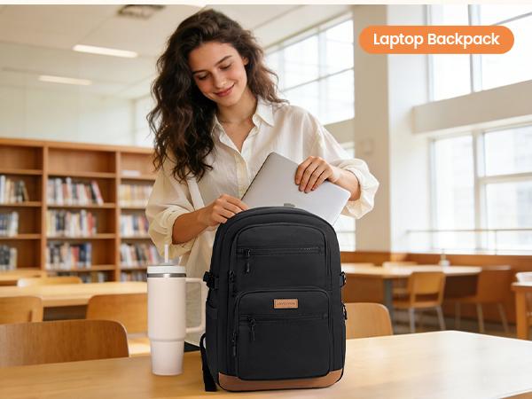 LOVEVOOK Laptop Backpack for Women, School Backpack for Girls & 15.6 Inch Laptop Work Bag, Large Capacity Bookbag for Students with Tumbler Holder  back to shcool