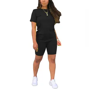 Women's Two-Piece Shorts Set: Classic Solid-Color Casual Wear Summer Casual Short Sleeve T-Shirt and Short Jogger Tracksuits Sets summervibes