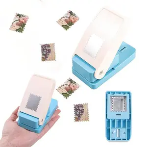 Scalloped Rectangular Postage Stamp Punch, Labor-Saving Lever Paper Punch, Easy to Use for Scrapbooking, Journaling, Card Making & DIY Crafts