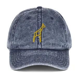 Vintage Origami Giraffe Embroidered Cap