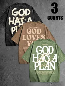 Men's Christian Faith Washed Vintage T-Shirt, "God Has A Plan" Inspirational Graphic Tee, Oversized Casual Religious Streetwear #ChristianTee #WashedVintageShirt #FaithInspiredTee #ReligiousStreetwear #TikTokMadeMeBuyIt