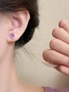 Resin Rose Spiral Stud Earrings, Titanium Steel Posts, Elegant Fashion Jewelry for Women, All Seasons Wear, Perfect Gift Idea
