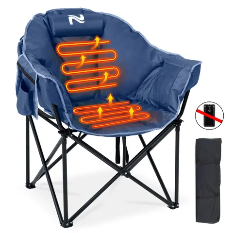 SLSY Oversized Heated Moon Chair - Folding Portable Outdoor Lawn Chair with 3 Adjustable Heat Settings, 25in x 23.6in x 39.4in Space-Saving Furniture for Camping, Concerts (No Battery Included)
