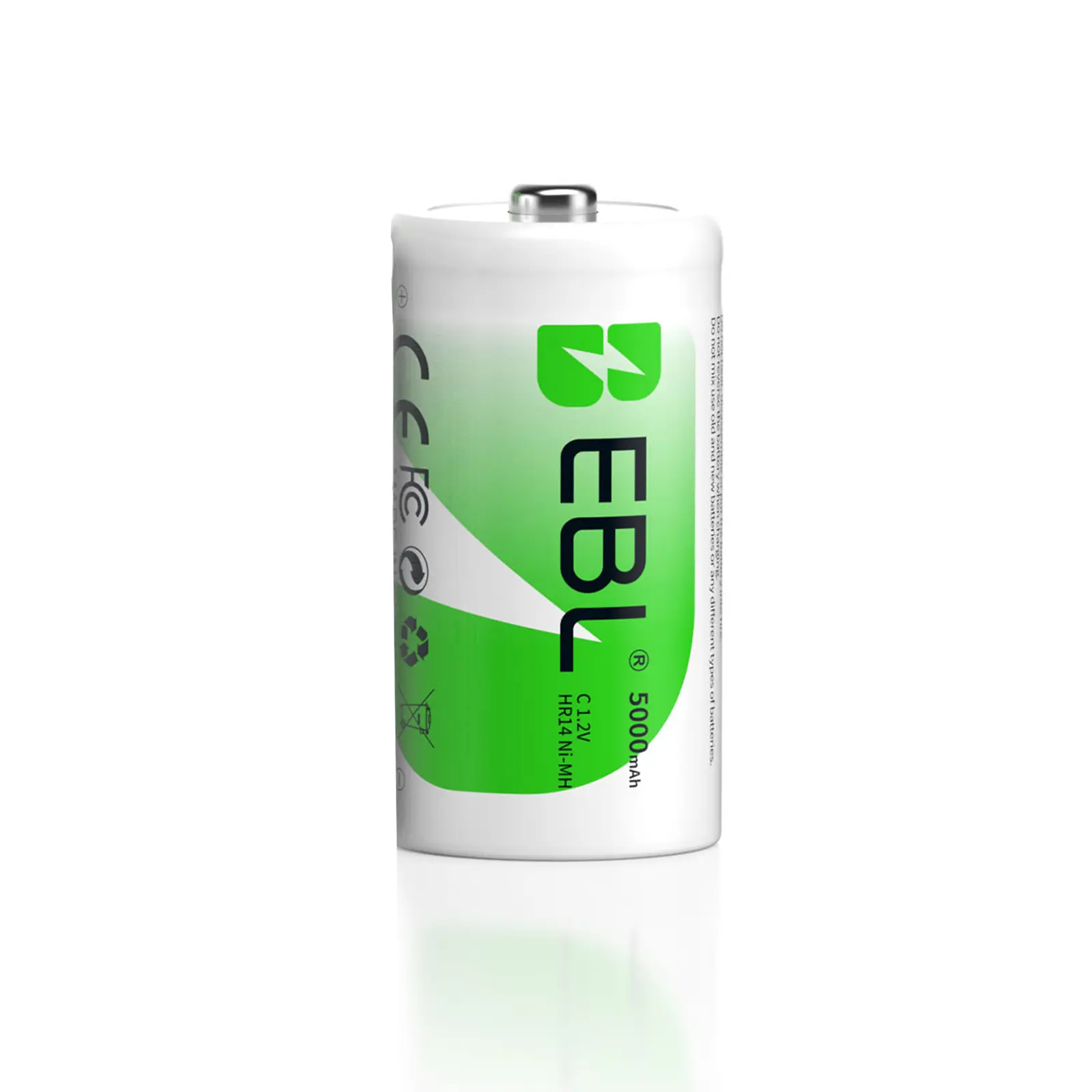 EBL 5000mAh NiMH Rechargeable C Size Batteries, Pre-Charged Low Self-Discharge C Cell Batteries for High-Drain Household Devices