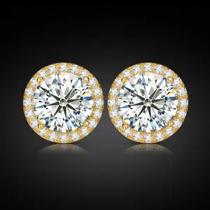 Lishi Buy One Moissanite Earring Get One Zircon Earring】 925 Sterling Silver Moissanite Earrings for Women Men Hip Hop Jewelry Gift