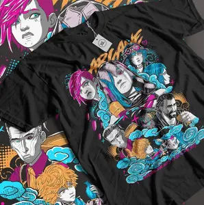 Jinx Arcane Unisex Heavy Cotton T-Shirt, Japanese Anime Girl Graphic Tee All Sizes