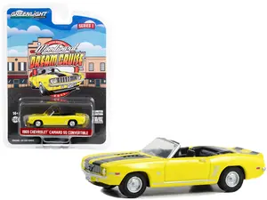 1969 Chevrolet Camaro SS Convertible Yellow with Black Stripes "Woodward Dream Cruise" 1/64 Diecast Model Car by Greenlight