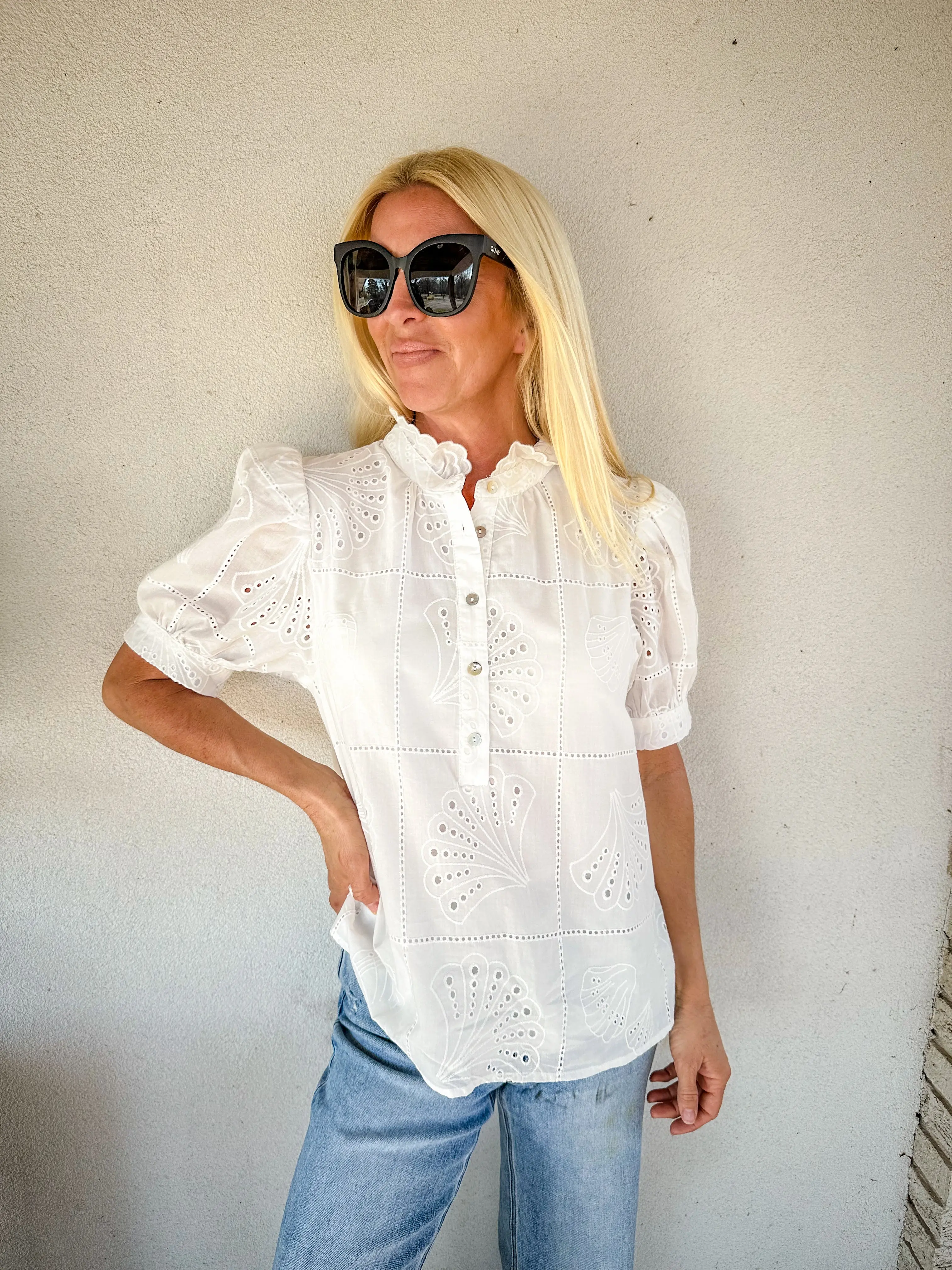 Collecting Seashells Eyelet Top *Final Sale*