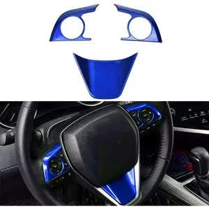 ABS Sport Style Blue Steering Wheel Cover molding Cover Trims Interior Decaration Sticker Accessories for Toyota Camry 2018 2019 2020 2021 2022 2023 2024 Avalon 2019 2020 2021 2022