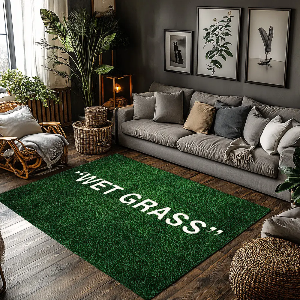 "Wet Grass" Funny Meme Green Grass Text Crystal Velvet Area Rug Non‑Slip Modern Living Room Rug Cozy Area Rug House Decor Rug Home Decor Rugs Indoor Area Rugs#WetGrassMemeRug #FunnyMemeHomeDecor #GreenGrassTextRug #ViralMemeCarpet #CrystalVelvetRug