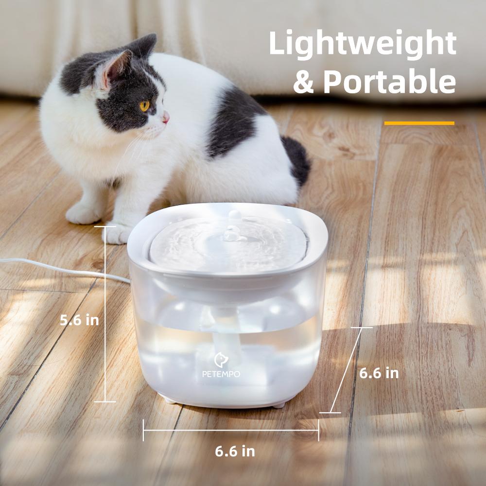 PETEMPO Cat Water Fountain, with Wireless Pump and 2 Flow Modes, 2L Capacity for Cats and Dogs