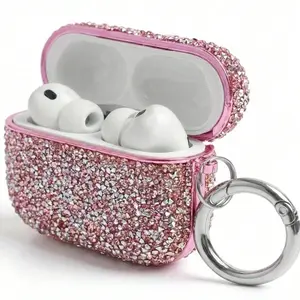 For Glitter AirPods Pro 3 Case 2025| Cute Bling Hard Air Pods Pro 2 Case (Model A2700​​/A2931) | with Keychain | Sparkly Rhinestone IPods 1/2/3 Cases for Women Girl(Black/Pink/Silver)