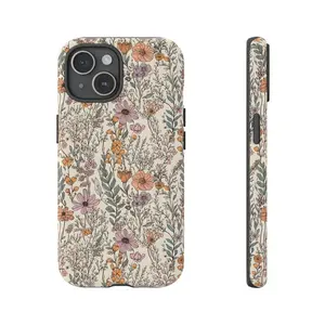 Vintage Boho Flower Phone Case| Wildflower Cottagecore Cover Premium Film 2 in 1 Phone Case - Durable, Shock Absorbing and Stylish Protection - Compatible with iPhone 17,16, 15, 14, 13, 12, 11, Plus, Pro, Pro Max, Perfect birthday gift for friends.