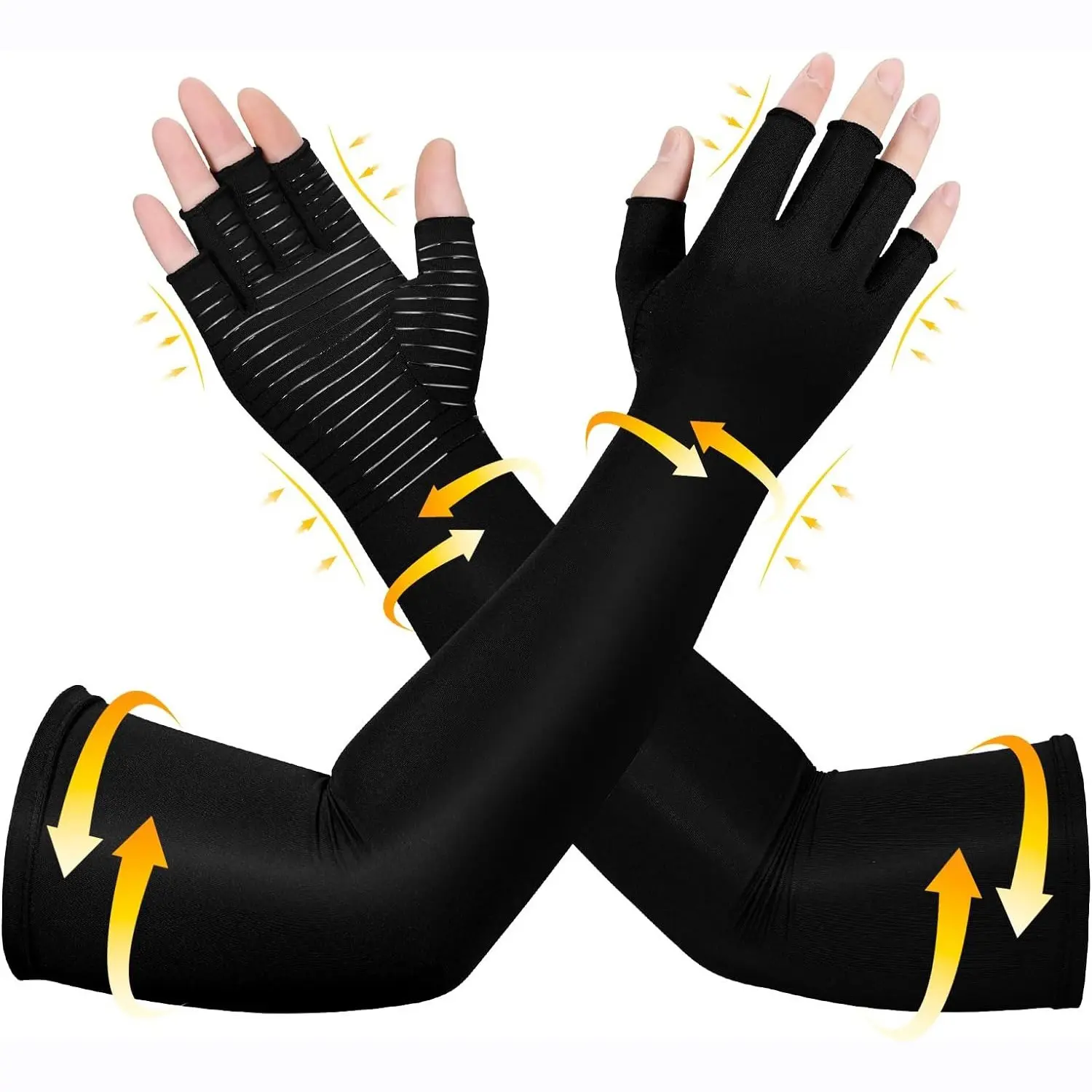 Breathable Long Fingerless Gloves, Arm Sleeves for Men and Women, Adjustable Wrist Brace, Home Office Gym Sport Work Out, All Seasons, Workout Gloves