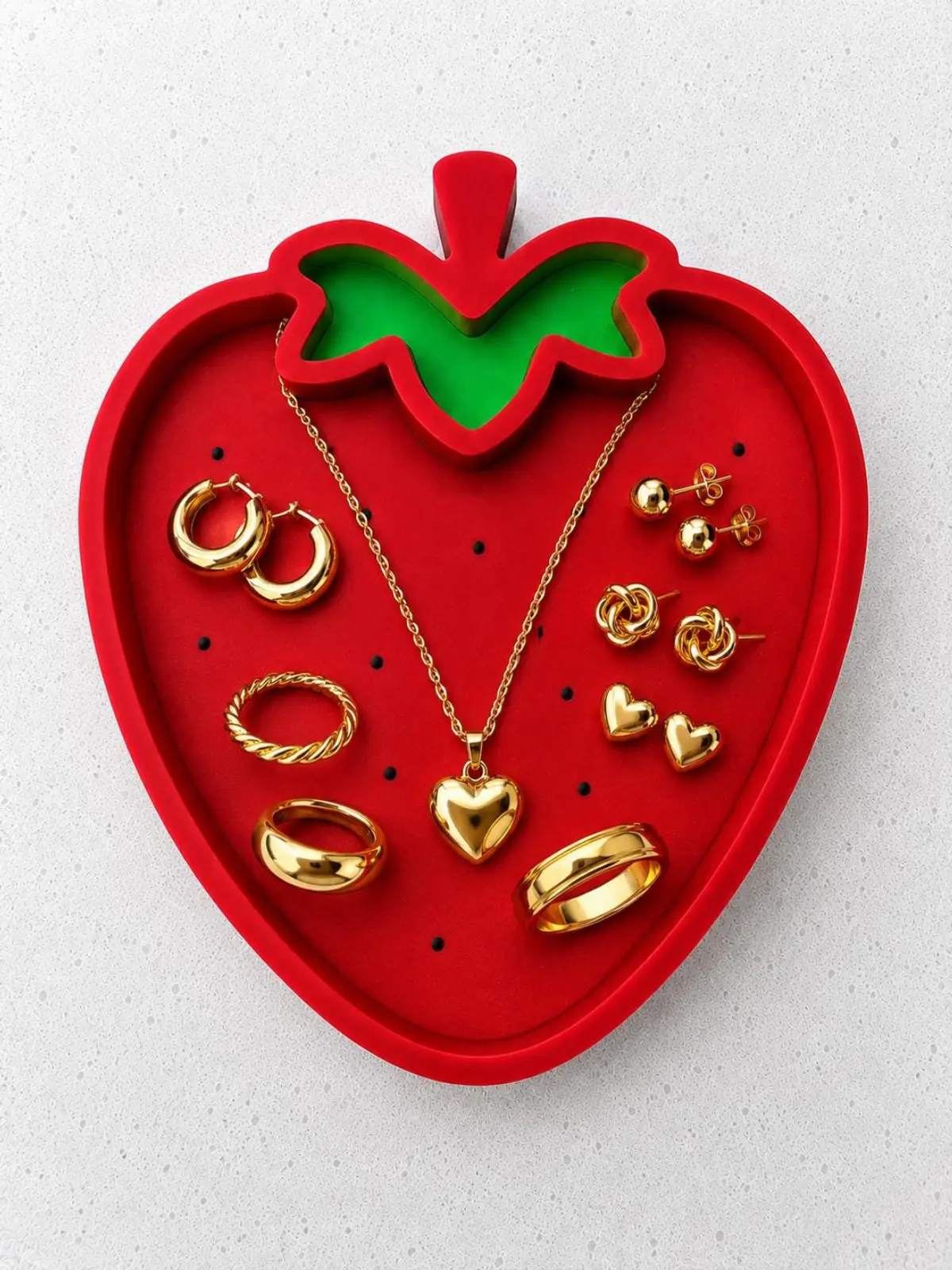 Strawberry Jewelry Tray, Earring Ring Organizer, Kawaii Vanity Display, Cottagecore Decor