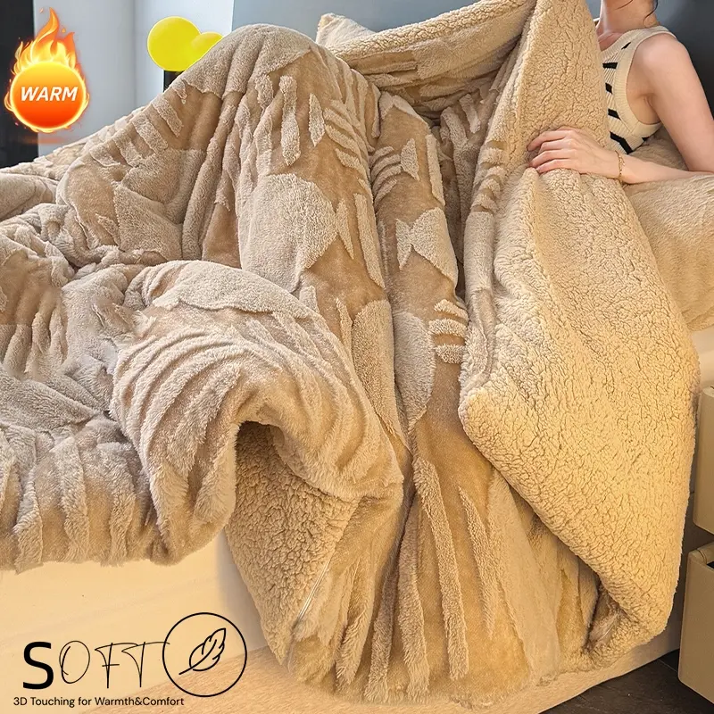 Fashion Circle Texture Blanket, Fall Winter Essential, Double Layer Thickened, Temperature Lock Warm, Multiple Colors, Cozy Throw Blanket, Warm Bedroom Blanket