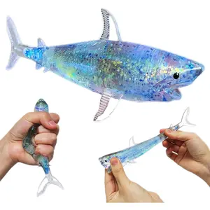 Blue Shark Sugar Stress Ball Squishy Toys for Kids - Soft Cute Sea Animals Squeeze Sensory Toy, Anxiety & Stress Relief Squishy Shark Sugar Ball for Birthday, Classroom Prizes