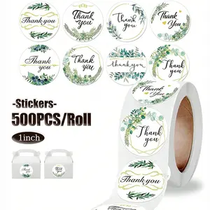 500pcs Thank You Stickers Roll, Wedding Party Birthday Gift Wrapping Labels, Graduation Bridesmaid Easter Gifts, Round Decorative Stickers, Adhesive Stickers