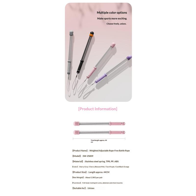 Multifunctional Cordless Battle Rope with Adjustable Weighted Rings for Men Women Fitness Home Use Arm Strength Training Equipment