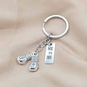 Unisex European-American Style Inspirational Slogan Boxing Glove Pendant Keychain, Fashion Costume Jewelry Accessory, Keychains for Purse