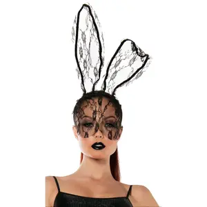 Black Long Ear Bunny Mask Costume